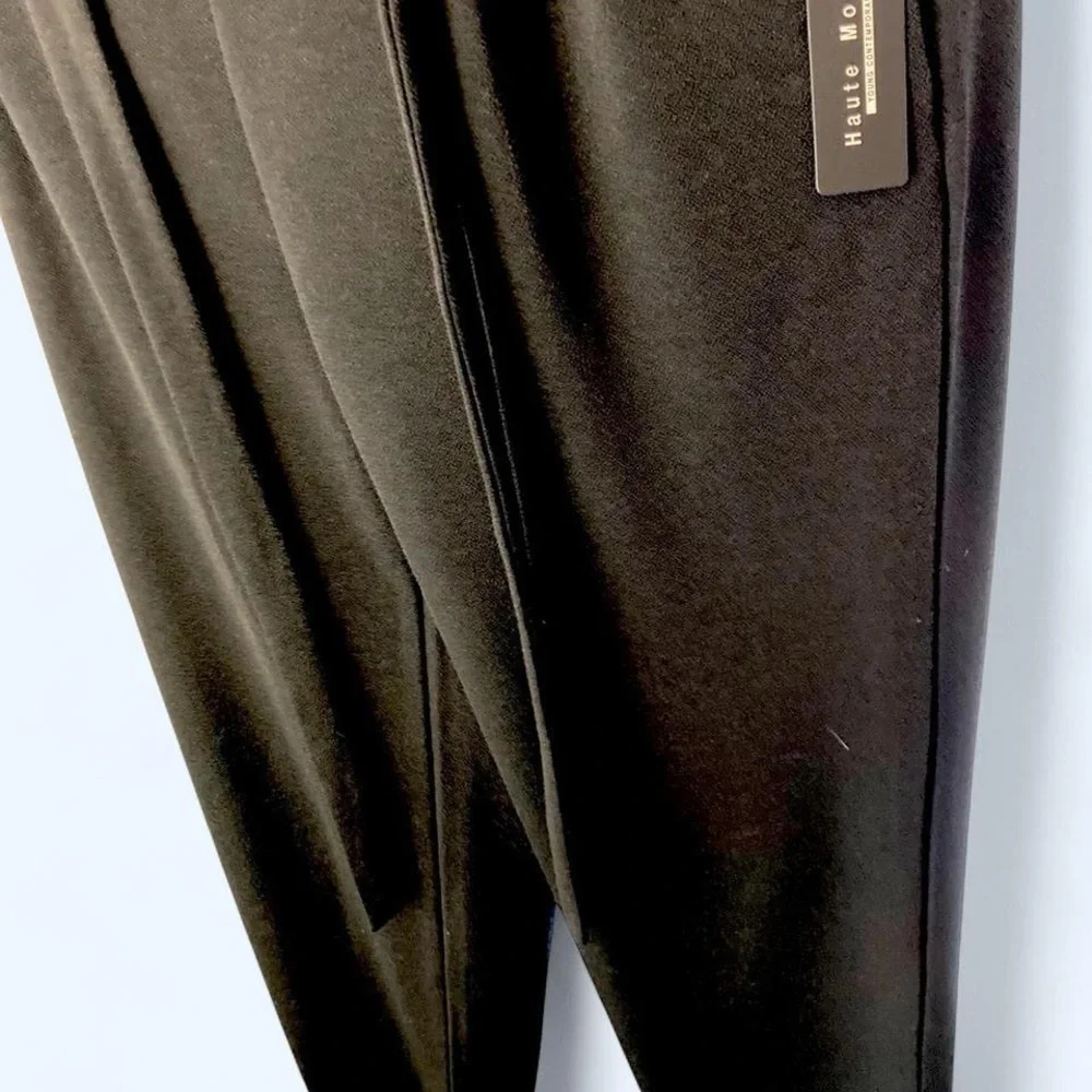 Haute Monde black trousers with drawstring waist and pleats L